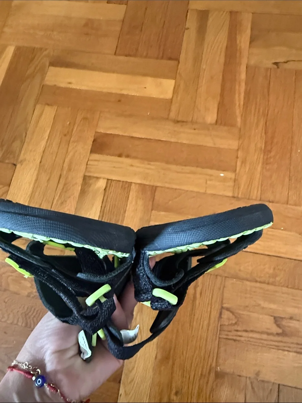 Sonoma Black and Neon Green Kids' Sport Sandals